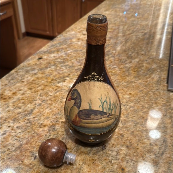 Handcrafted Glass Art Bottle with Duck Design - Picture 3 of 12